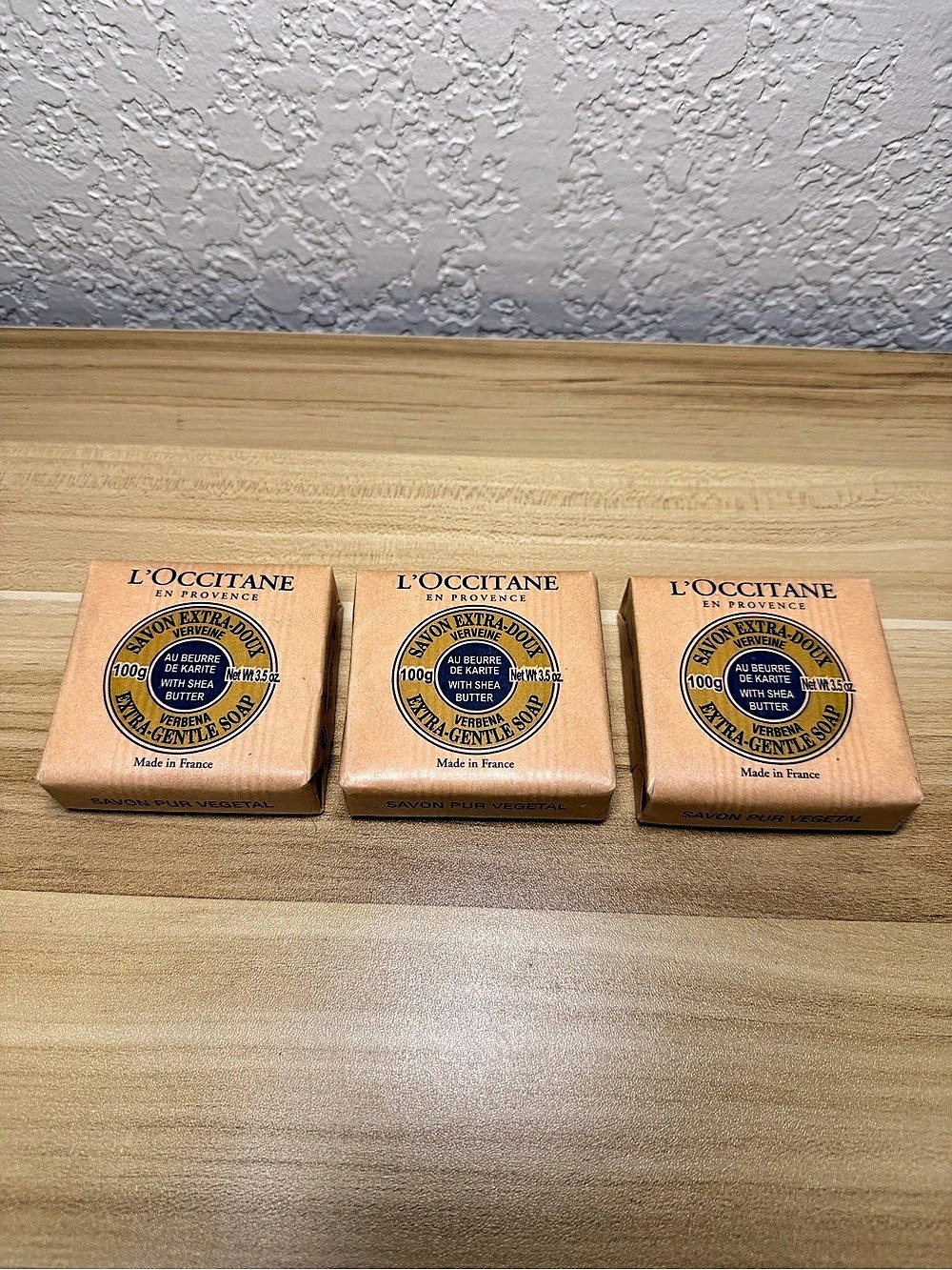 L'Occitane Verbena Extra-Gentle Soap 3-Pack Shea Butter Soap NWT Natural France